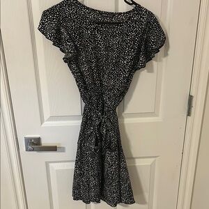 SHEIN Black and Silver Flutter Sleeve Sundress